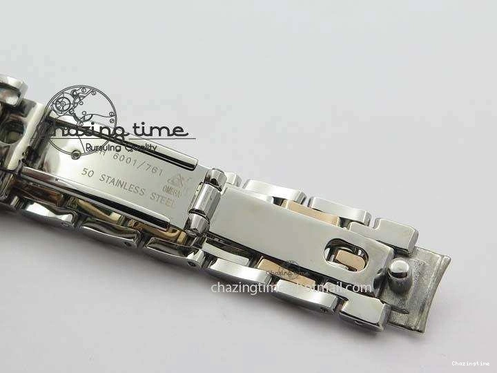 0426 De Ville 27mm SS RG Ladies MK 1:1 Best Edition White MOP Dial Diamond Markers On SS Bracelet Ronda Quartz Chic 8198